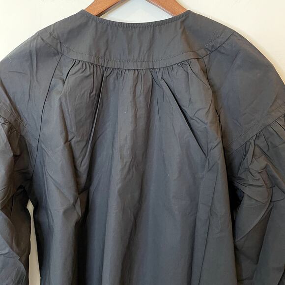 J.Crew Shirred Popover Top Cotton Poplin Long Sleeve Office Date CI522 Black XXS - Picture 9 of 15